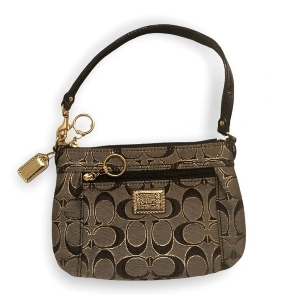 Coach vintage y2k poppy black gray gold metallic wristlet mini bag rare